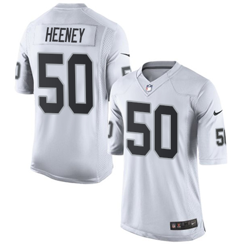 Men's Limited Ben Heeney Nike Jersey White Road - #50 NFL Oakland Raiders